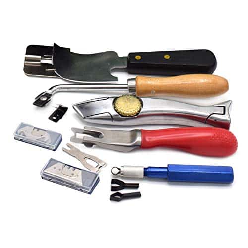 Vinyl Flooring Heat Welding Tools Kit, Quarter Moon Trimming Skiving Knife with Hand Groover Seam Trimmer and PVC Vinyl Flooring Shark Knife w/ 10pcs Straight Blades and 10pcs Cut Hook Blades