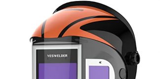 YESWELDER Panoramic 180 View Auto Darkening Welding Helmet with Side View, True Color Highest Optical 1/1/1/1, 4 Arc Sensor Wide Shade 4/5-9/9-13 with Grinding for TIG MIG MMA Plasma