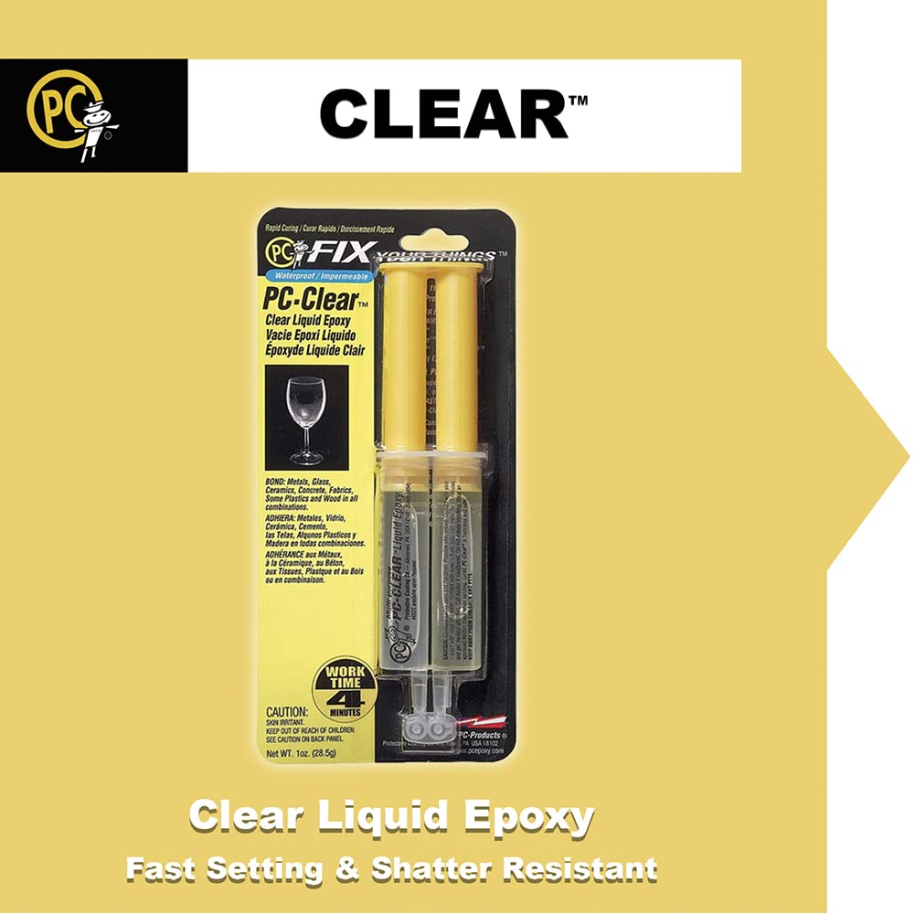 PC Products PC-Clear Epoxy Adhesive Liquid, 1oz Double Syringe, Clear 70147