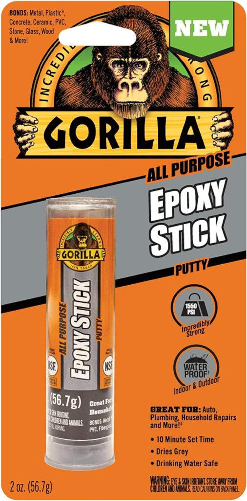 Gorilla All Purpose Epoxy Putty Stick, 2 Ounce, Grey, (Pack of 1)