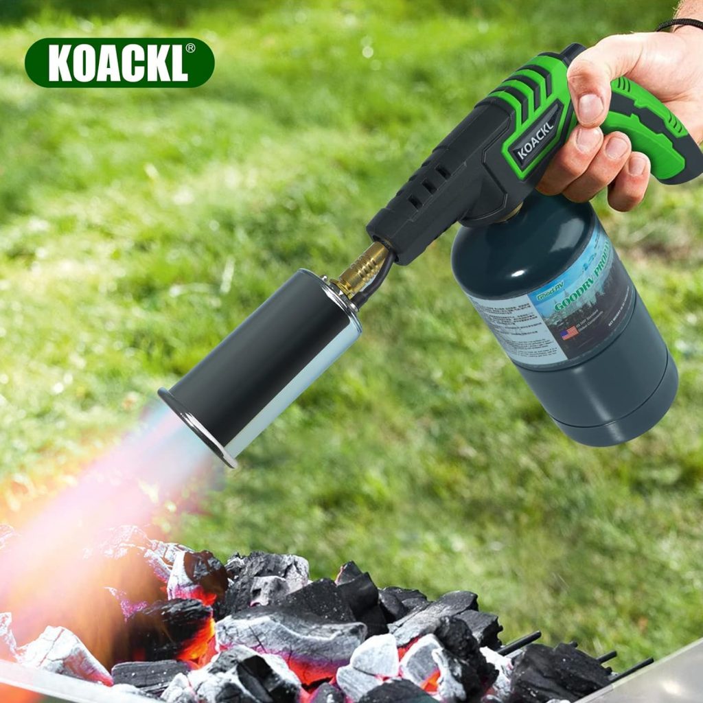 Koackl Powerful Propane Torch Head with Igniter, Campfire Starter, Charcoal Lighter, Welding Torch Head by MAPP, MAP/PRO, for Searing Steak, Soldering, Brazing, Stripping Paint(Tank Not Included)