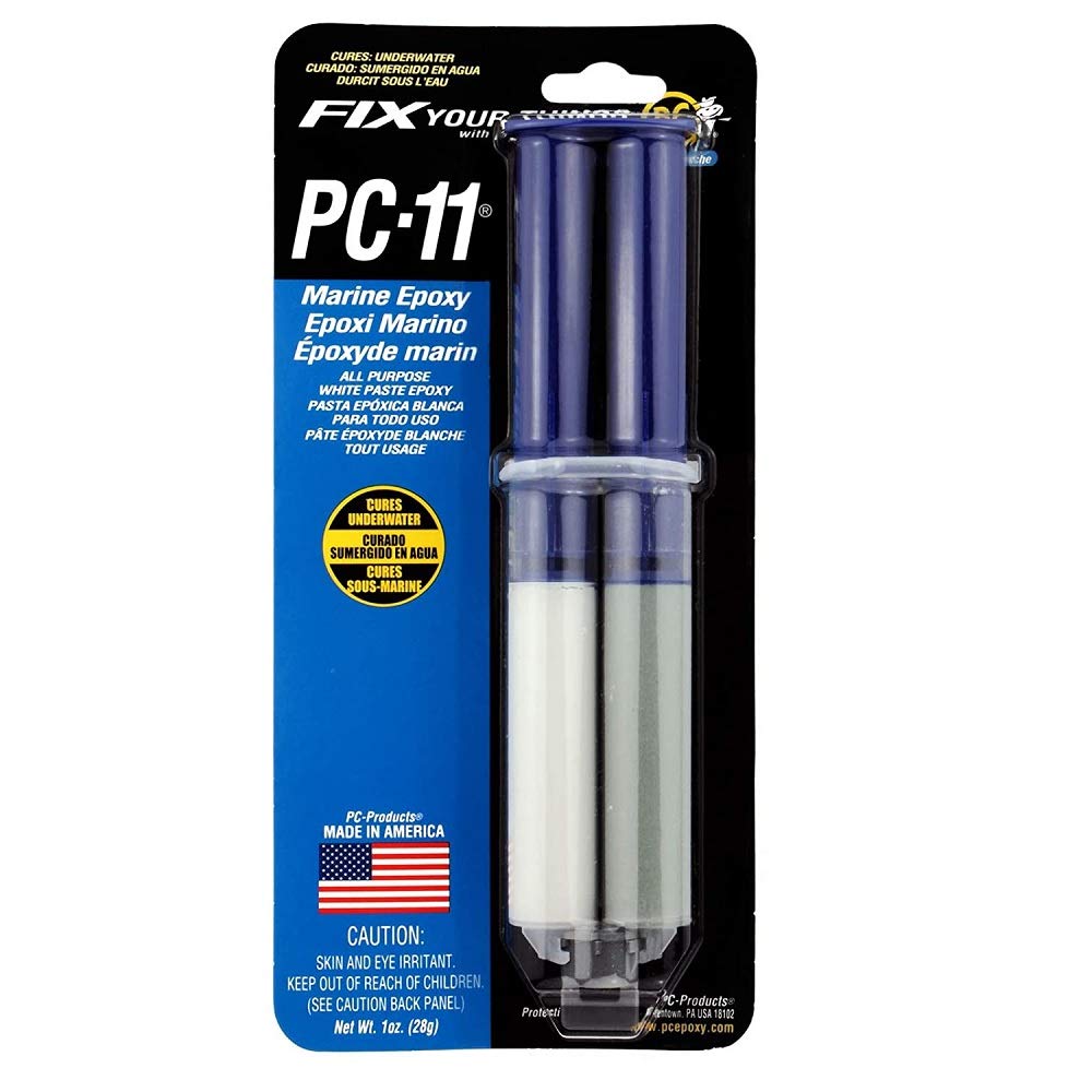 PC-Products PC-11 Epoxy Adhesive Paste, Two-Part Marine Grade, 1oz Applicator Syringe, Off White 10112
