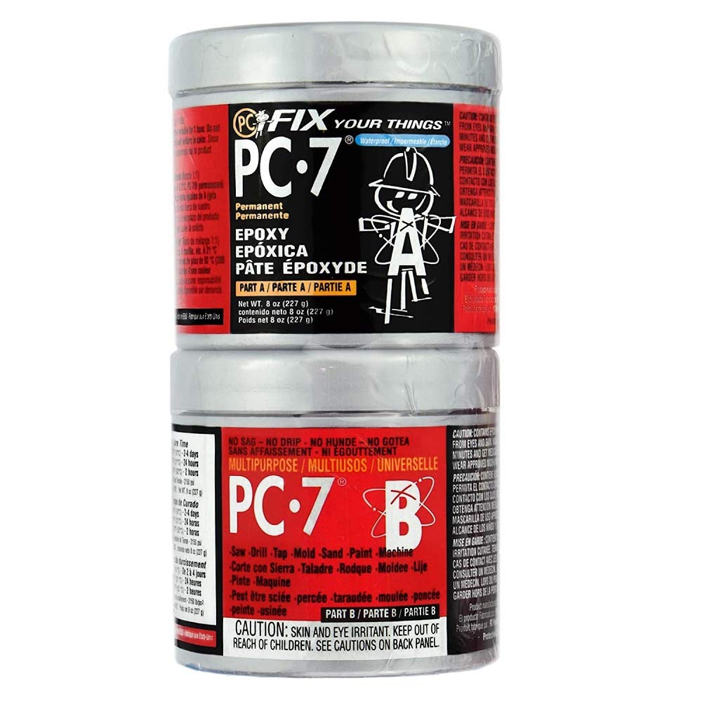 PC Products PC-7 Epoxy Adhesive Paste, Two-Part Heavy Duty, 1/2lb in Two Cans, Charcoal Gray 87770