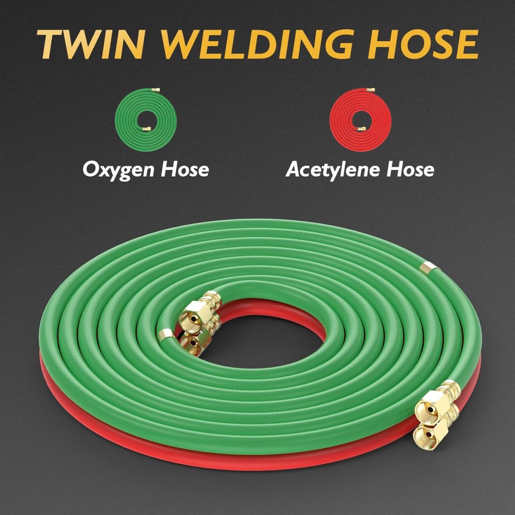 TOOLIOM Oxygen Acetylene Torch Kit, Gas Cutting Welding Torch Set Welder Tools with Regulator Gauges Nozzles Hose